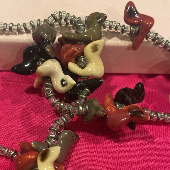 Vintage Bird Fetish Necklace. Birds Are Cold. Glass,Ceramic Etc. - Picture 11 of 11